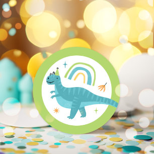 Boy Dinosaur Geburtstagsparty bevorzugt Runder Aufkleber