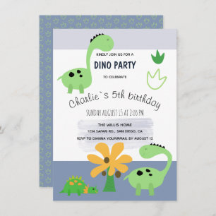 Boy Dinosaur Jurassic Birthday Party Ankündigung