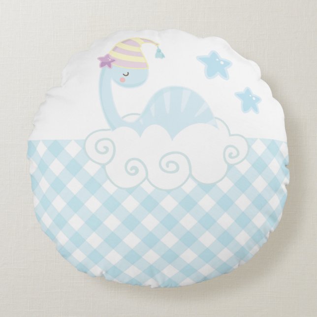 Boy Dinosaur Schlafwurfkissen Rundes Kissen (Vorderseite)