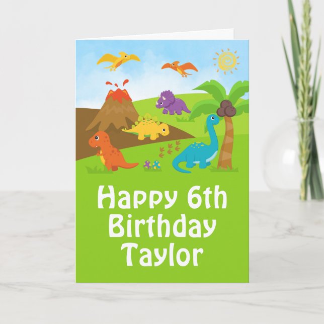 Boy Dinosaurs Happy Birthday Card Karte (Vorderseite)