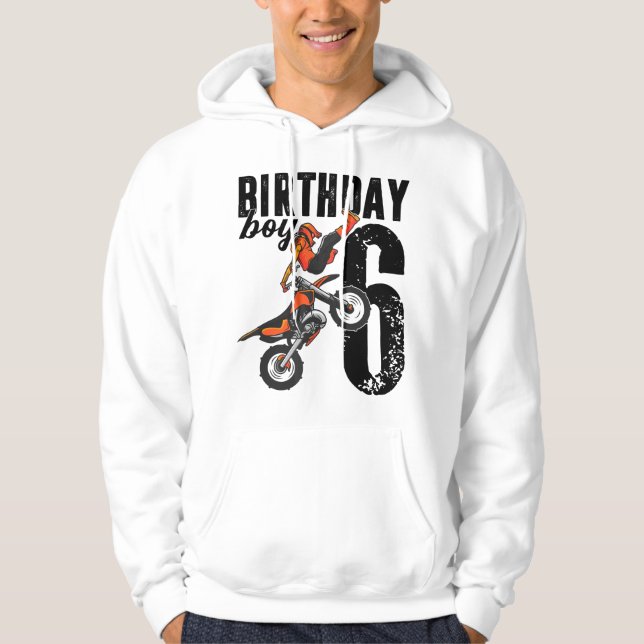 Boy Dirt Bike 6th Birthday Party Motocross 6 Years Hoodie (Vorderseite)