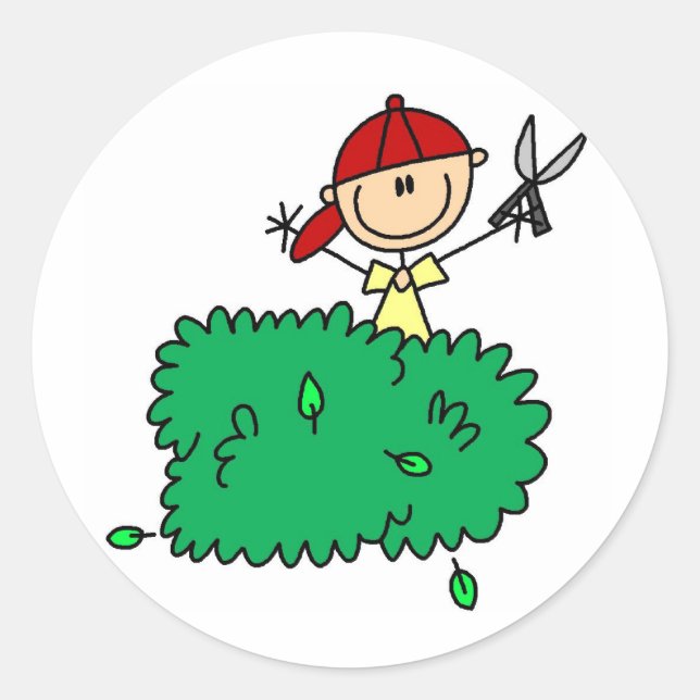 Boy Doing Yardwork Sticker (Vorderseite)