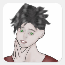 Boy Drawing Quadratischer Aufkleber