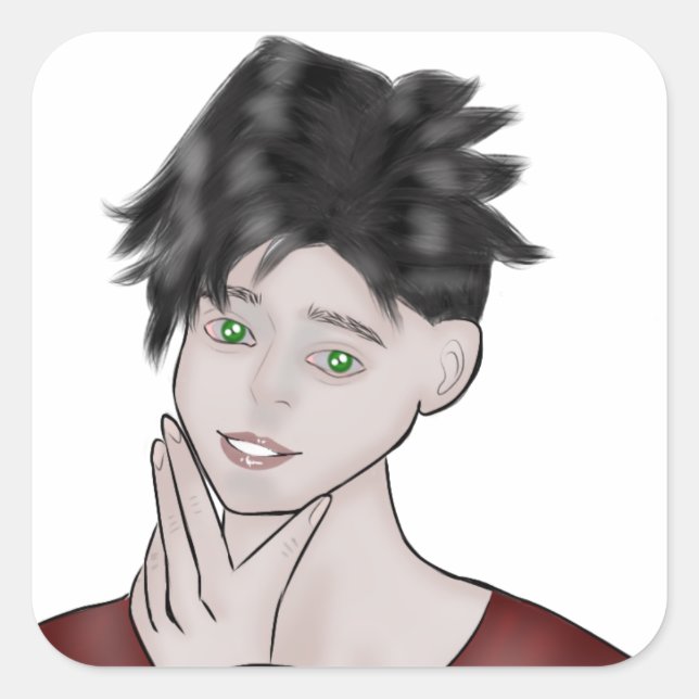  Boy Drawing Quadratischer Aufkleber (Vorderseite)