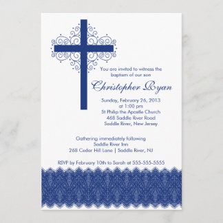 Boy Elegante Spitzen-Taufe| Christenkreuz Einladung