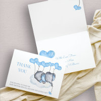 Boy Elephant auf Cloud Blue Balloon Baby Shower