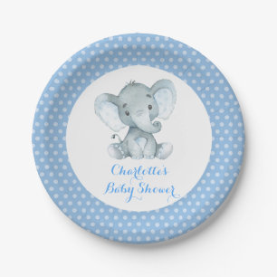 Boy Elephant Baby Shower Blue Party 7" Plättchen Pappteller