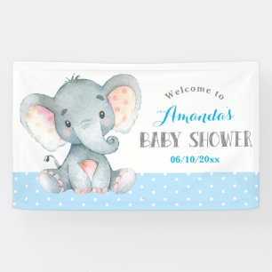 Boy Elephant Baby Shower Blue und Grau Banner