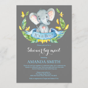 Boy Elephant Baby Shower by Mail Einladung