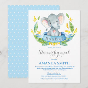 Boy Elephant Baby Shower by Mail Einladung