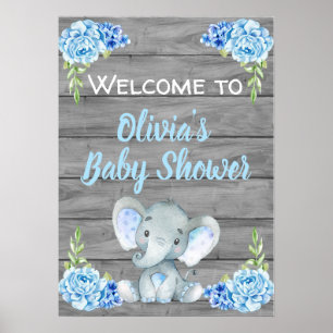 Boy Elephant Baby Shower Poster