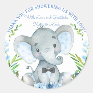 Boy Elephant Baby Shower Stickers