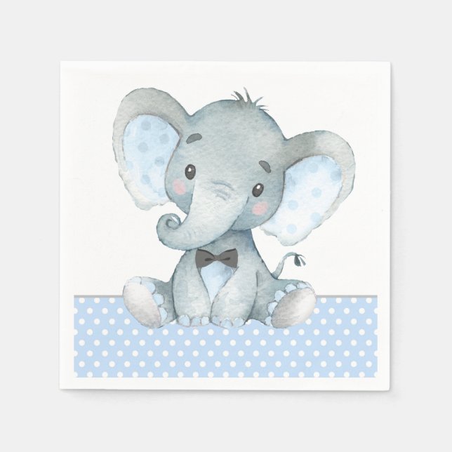 Boy Elephant Baby Showpapier Napkins Serviette (Vorderseite)