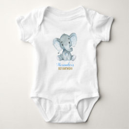 Boy Elephant Blue Bodysuit 1. Geburtstag Party Baby Strampler