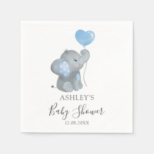 Boy Elephant Blue Watercolor Baby Dusche Serviette