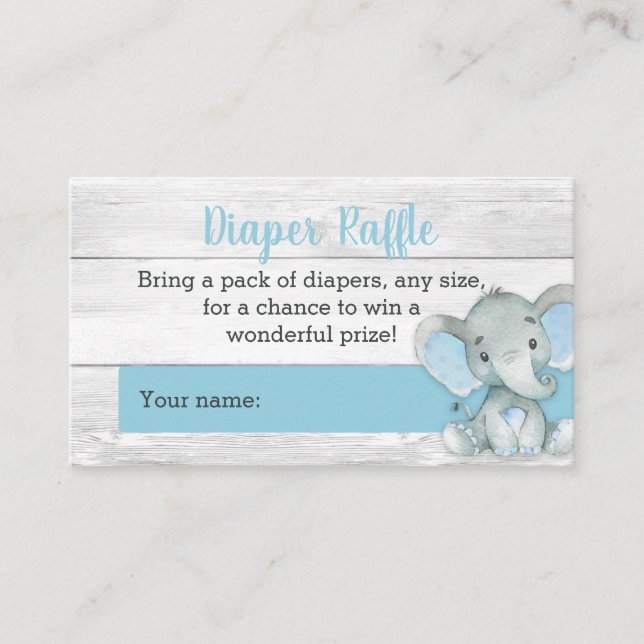 Boy Elephant Diaper Raffelkarten Begleitkarte (Vorderseite)