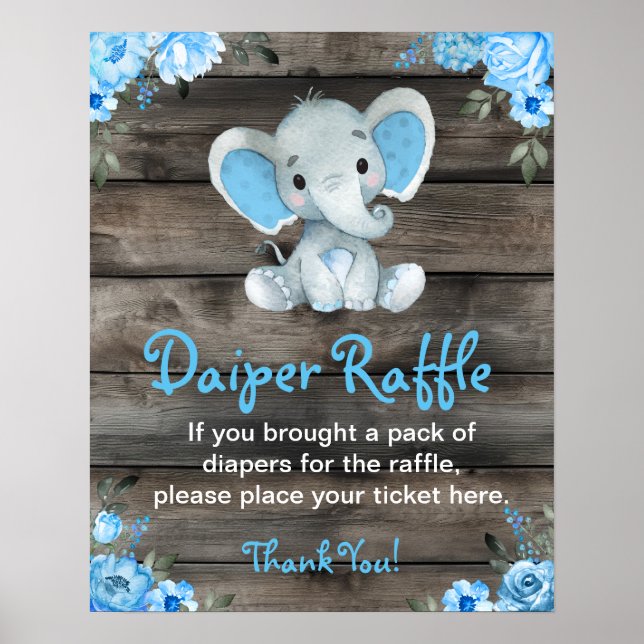 Boy Elephant Diaper Raffle Baby Duschgel Spielzeic Poster (Vorne)