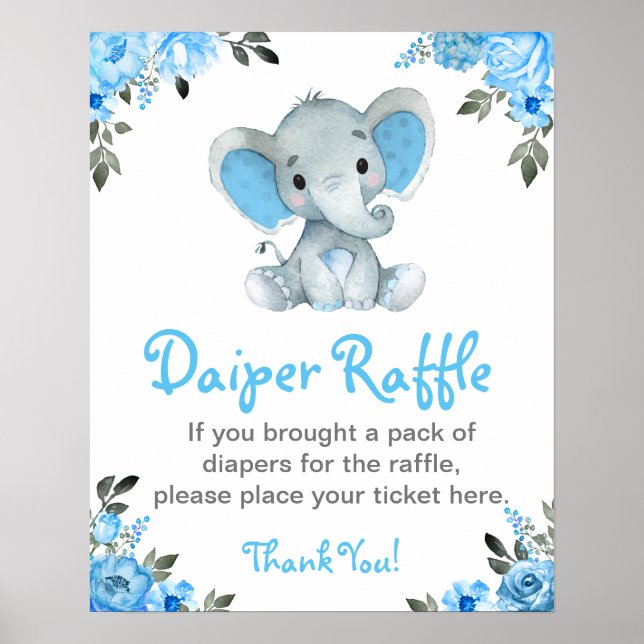 Boy Elephant Diaper Raffle Baby Duschgel Spielzeic Poster (Vorne)