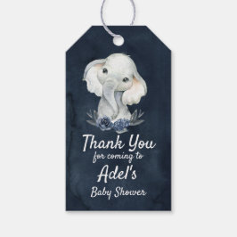 Boy Elephant Navy Baby Shooting Tag Dark Blue Geschenkanhänger