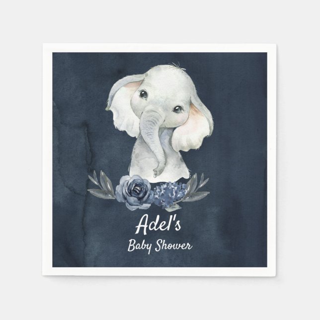 Boy Elephant Navy Party Napkins für Babydusche Serviette (Vorderseite)