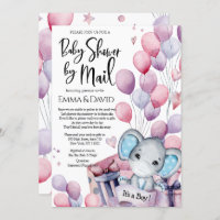 Boy Elephant Pink Balloons Baby Dusche von Mail