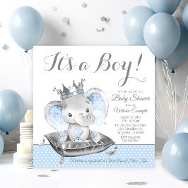 Boy Elephant Prince Baby Dusche Einladung