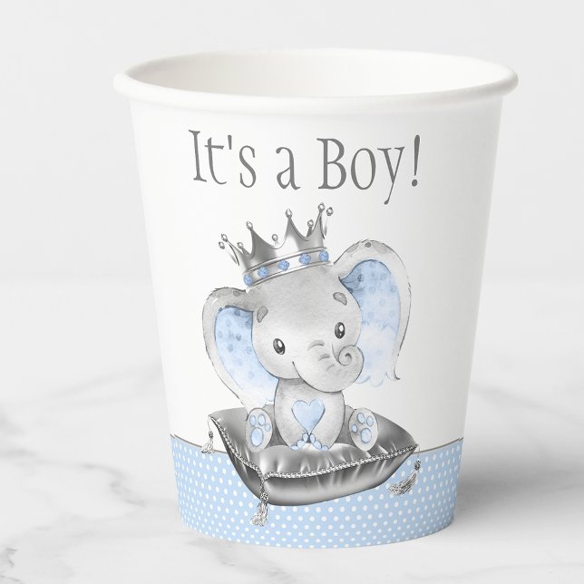 Boy Elephant Prince Baby Duwer Paper Cups Pappbecher (Von Creator hochgeladen)