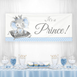 Boy Elephant Prince Baby Shower Banners Banner