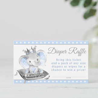 Boy Elephant Prince Diaper Raffle Tickets Begleitkarte