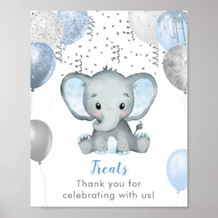 Boy Elephant Watercolor Kinderdusche Leckereien Poster