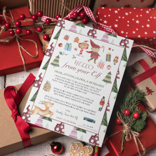 Boy Elf Kids Christmas Elf Hallo Letter Card Einladung