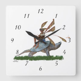 Boy Fairy reitet auf der Turtelmauer-Uhr Quadratische Wanduhr
