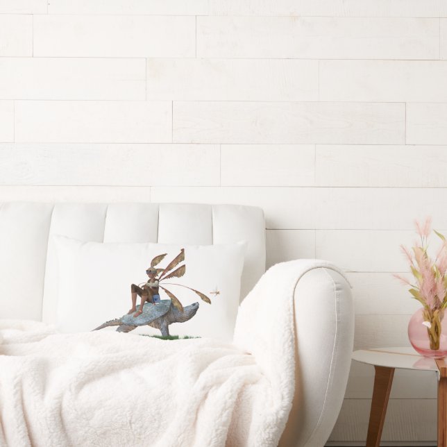 Boy Fairy reitet auf Schildkrötenkissen Lendenkissen (Liege)