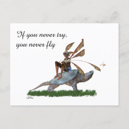 Boy Fairy reitet auf Schildkrötenpostkarte Postkarte