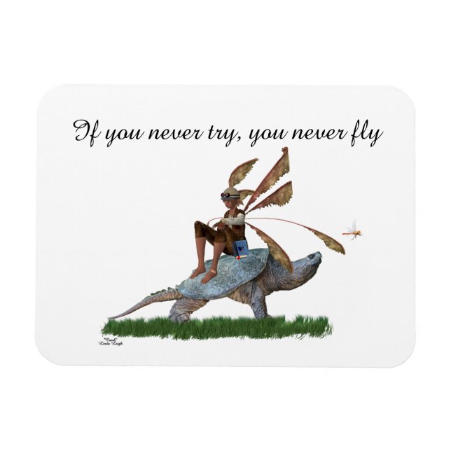 Boy Fairy Riding auf Schildkröten-Foto-Magnet Magnet (Horizontal)