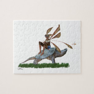 Boy Fairy Riding auf Turtle Jigsaw Puzzle