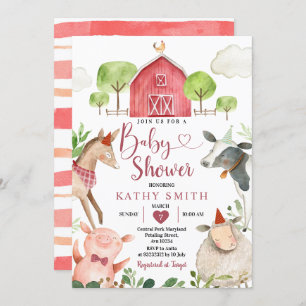 Boy Farm Animals Barnyard Baby Dusche Einladung