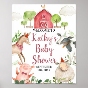 Boy Farm Animals Barnyard Welcome Poster