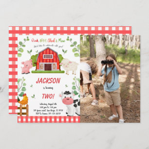 Boy Farm Birthday Party Foto Einladung