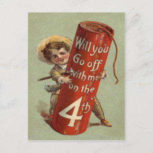 Boy Firework Firecracker Match Postkarte