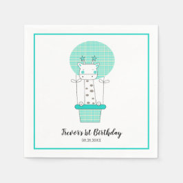 Boy First Birthday Giraffe Party Serviette