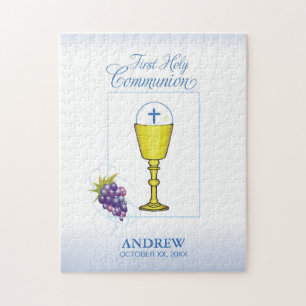 Boy First Communion, Chalice with Host and Grapes Puzzle