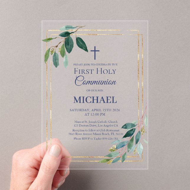 Boy First Holy Communion Acrylic Invitation Acryleinladungen (Insitu (Handheld))