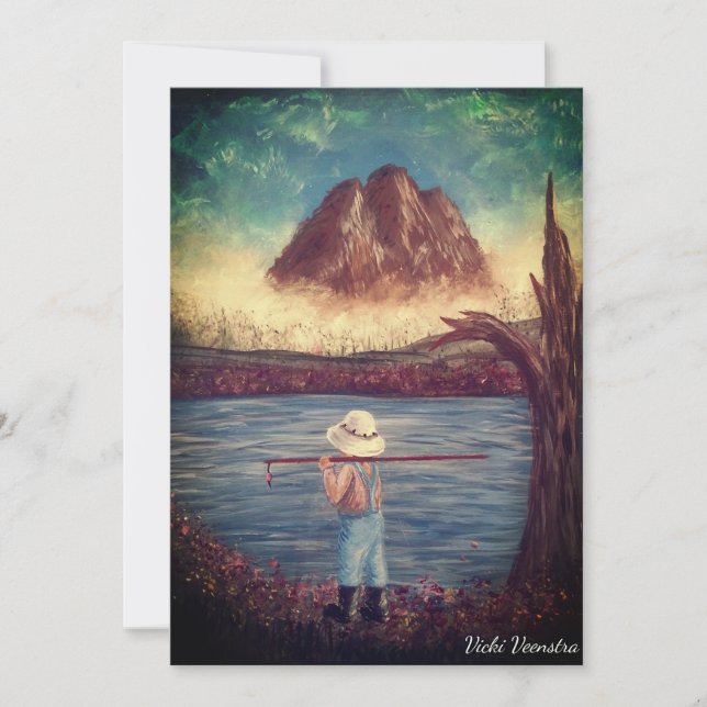 Boy Fishing Feiertagskarte (Vorderseite)