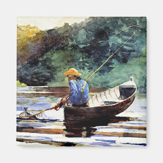 Boy Fishing, Kunstwerk von Winslow Homer Magnet (Vorne)
