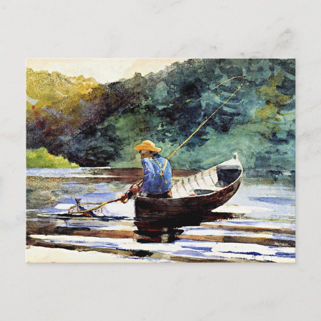 Boy Fishing, Kunstwerk von Winslow Homer Postkarte (Vorderseite)