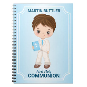 Boy Fist Holy Communion Spiral Foto Notebook Notizblock