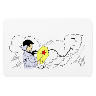 Boy Flying Kite Premium Flexi Magnet