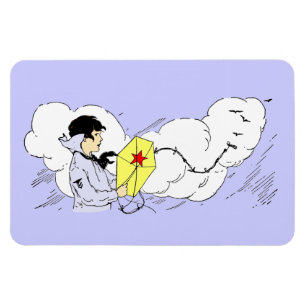 Boy Flying Kite Premium Flexi Magnet