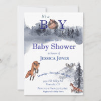 Boy Fox Baby Dusche Winterwald